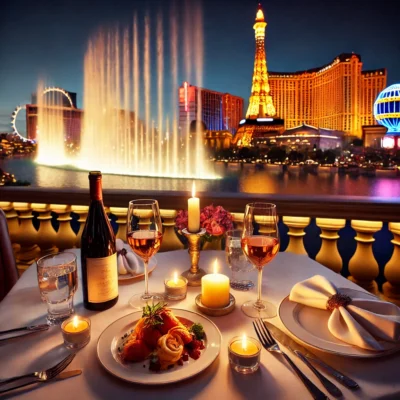alt= "Romantic meal in Las Vegas"