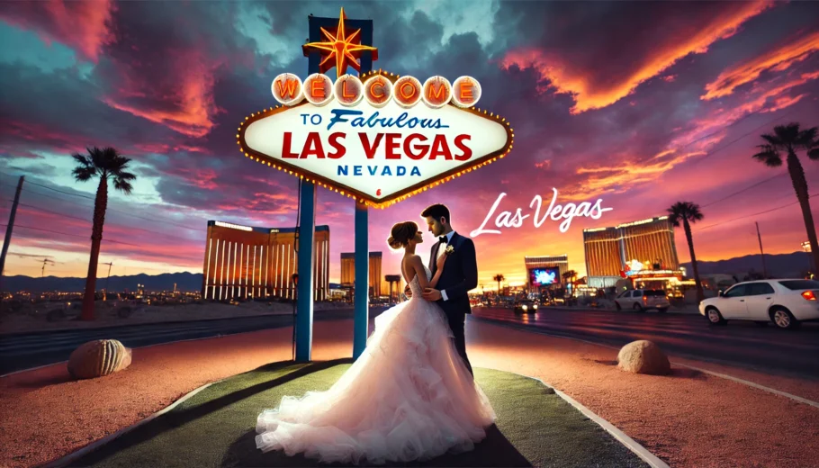 alt= "Bride and Groom on their Las Vegas Wedding Day"