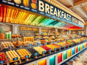 alt= "Breakfast at Las Vegas hotels with free breakfast buffet"