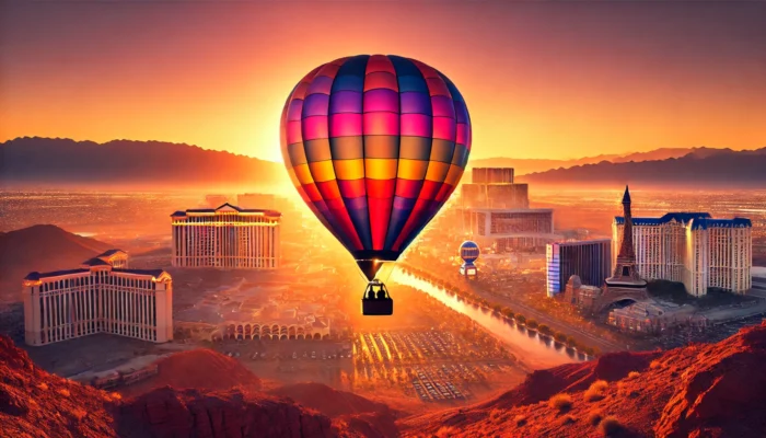 alt= "Hot air balloon ride over Las Vegas"