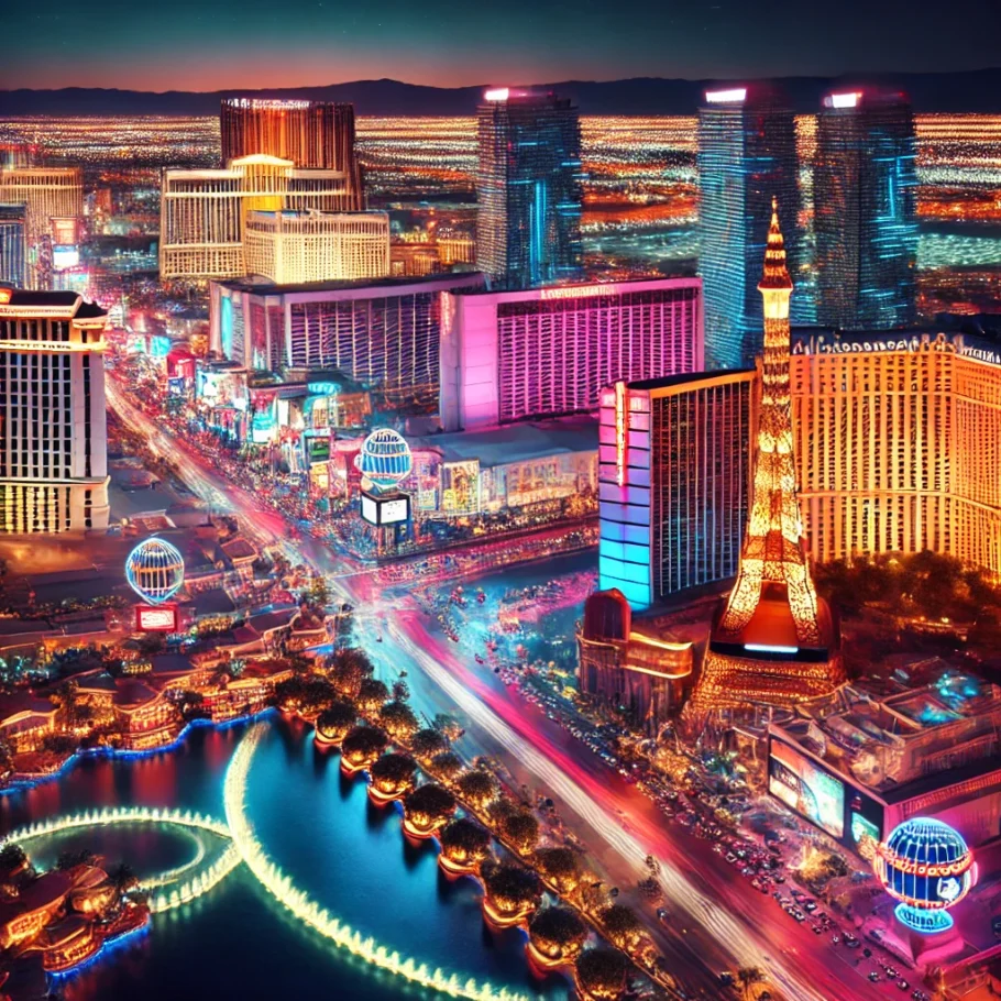 alt= "Las Vegas Strip showcasing Las Vegas hotels with free cancellation"