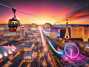 alt= "Las Vegas zip line attractions over the Strip"