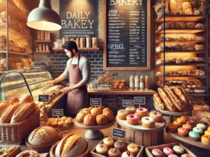 Bakery scene featuring a wide array of artisan breads colorful pastries cupcakes and cookies - Best Casinos for Slot Machines in Las Vegas