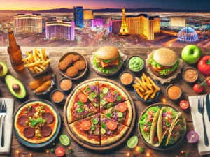 alt= "Selection of dishes from Vegan restaurants in Downtown Las Vegas"
