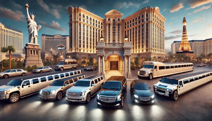 alt= "A choice of luxury limos in Las Vegas"