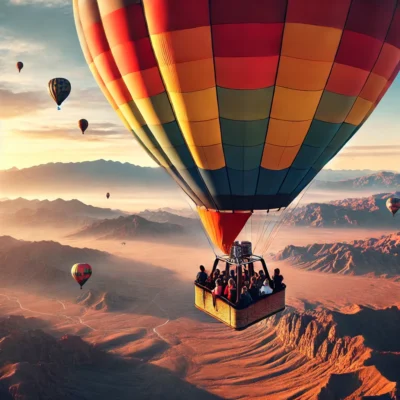 alt= "Hot air balloon ride over the desert"