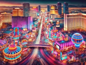 alt= "THe Strip, showcasing Las Vegas Restaurants with live entertainment"
