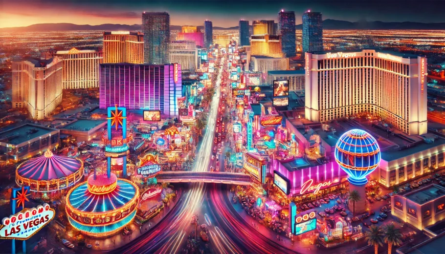 alt= "THe Strip, showcasing Las Vegas Restaurants with live entertainment"