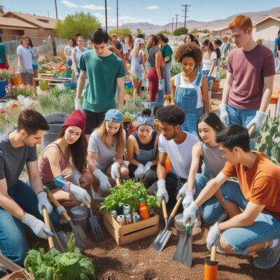 alt= "A group of people involved in volunteer work in las Vegas"